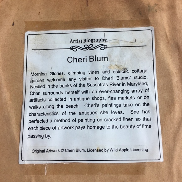 Vintage Cheri Blum Asian Teapot Picture Tile Mixed Media Original Art Signed - Picture 4 of 12